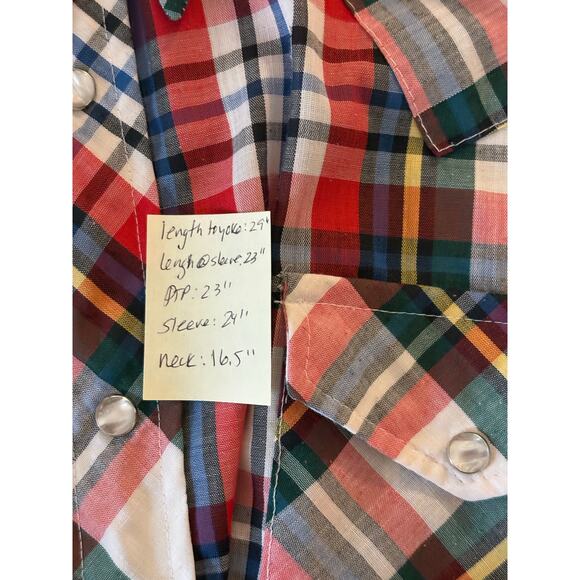 Vintage Plaid Mother of Pearl Snap Button Western Shirt - Picture 6 of 6